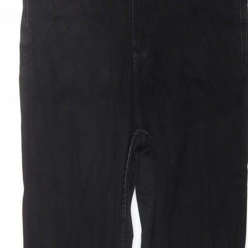 Marks and Spencer Womens Black Cotton Straight Jeans Size 16 L29 in Regular Button