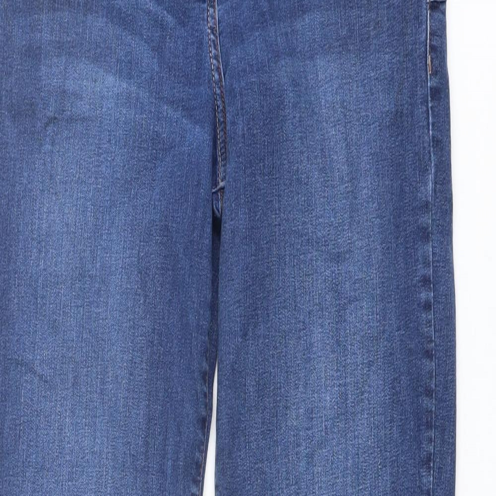 NEXT Womens Blue Cotton Straight Jeans Size 14 L31 in Regular Button
