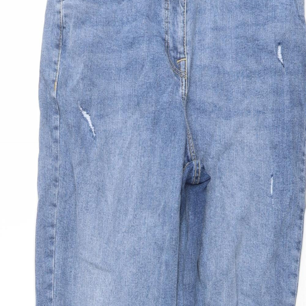 Papaya Womens Blue Cotton Straight Jeans Size 14 L25 in Regular Button
