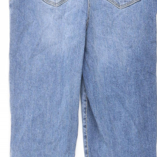 Papaya Womens Blue Cotton Straight Jeans Size 14 L25 in Regular Button