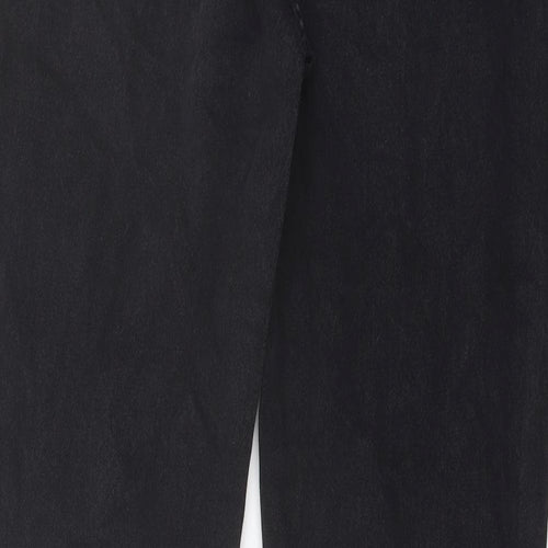 Zara Womens Grey Cotton Straight Jeans Size 14 L27 in Regular Button