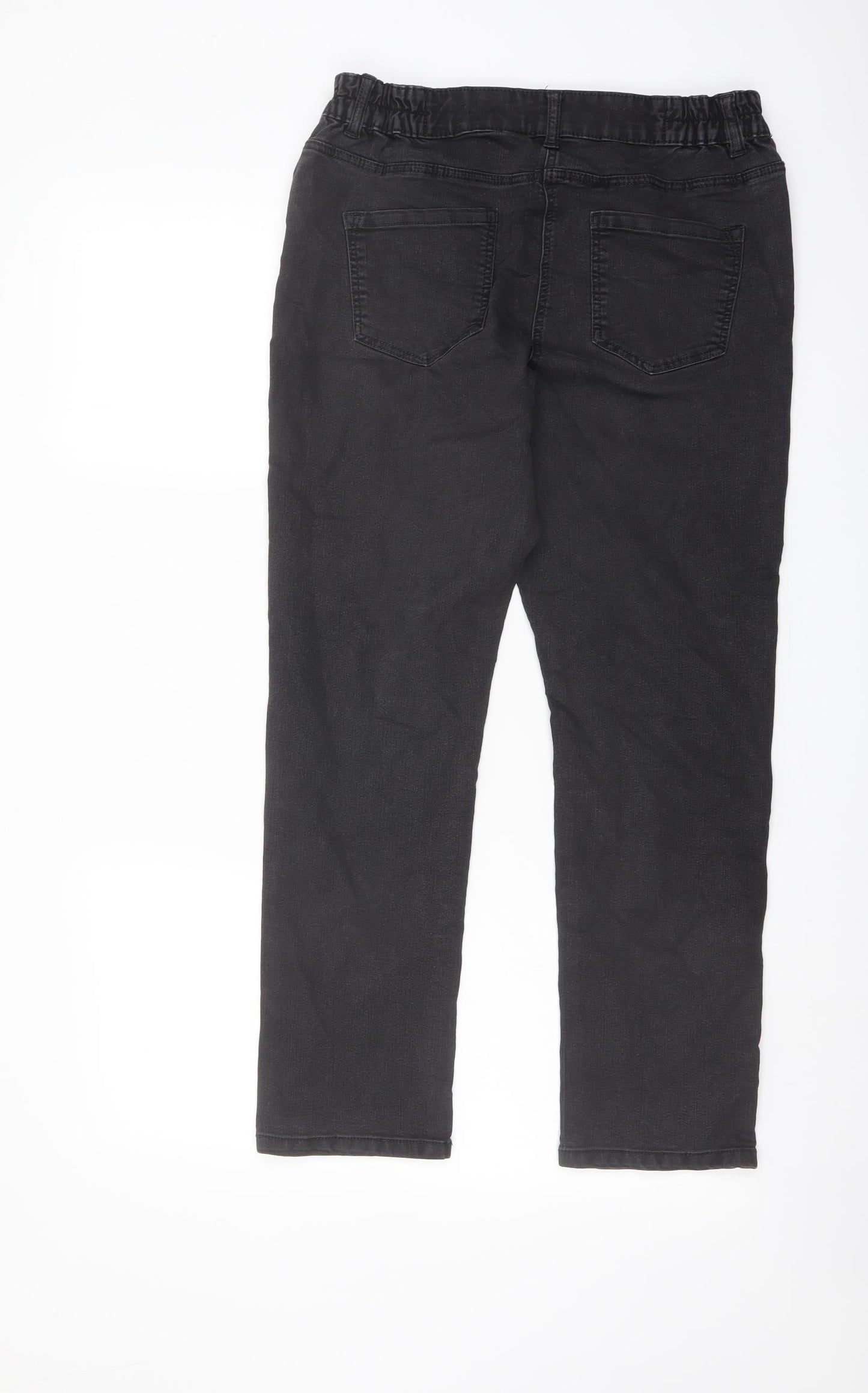 Bonmarché Womens Grey Cotton Straight Jeans Size 12 L26 in Slim Button
