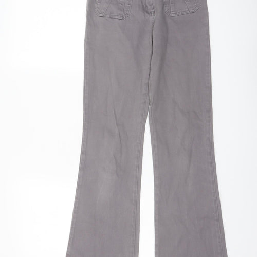 Miss Selfridge Womens Grey Cotton Flared Jeans Size 8 L32 in Regular Button