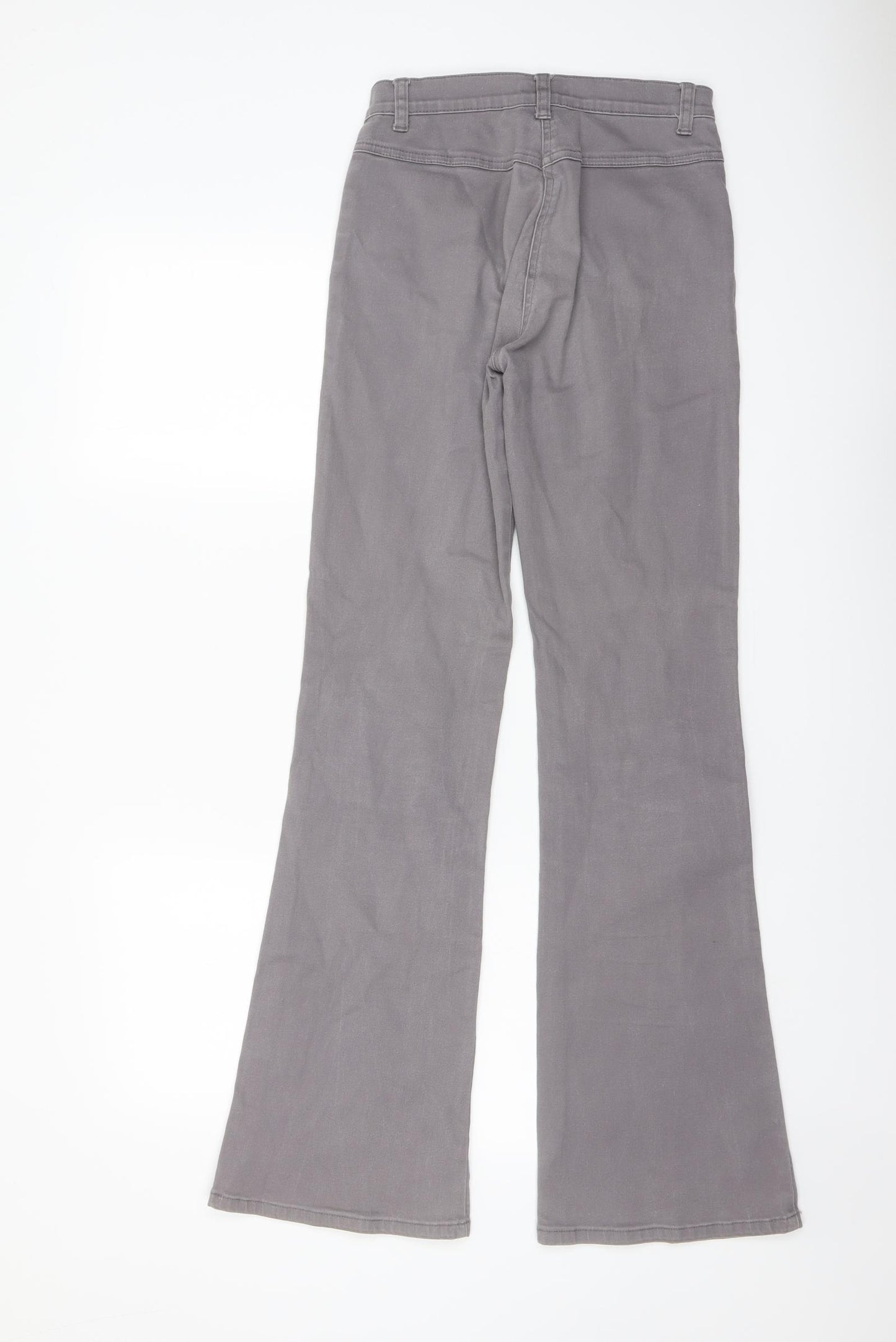 Miss Selfridge Womens Grey Cotton Flared Jeans Size 8 L32 in Regular Button