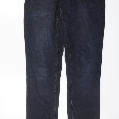 F&F Mens Blue Cotton Straight Jeans Size 34 in L32 in Slim Button