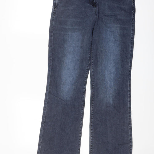 NEXT Womens Blue Cotton Bootcut Jeans Size 14 L30 in Regular Button