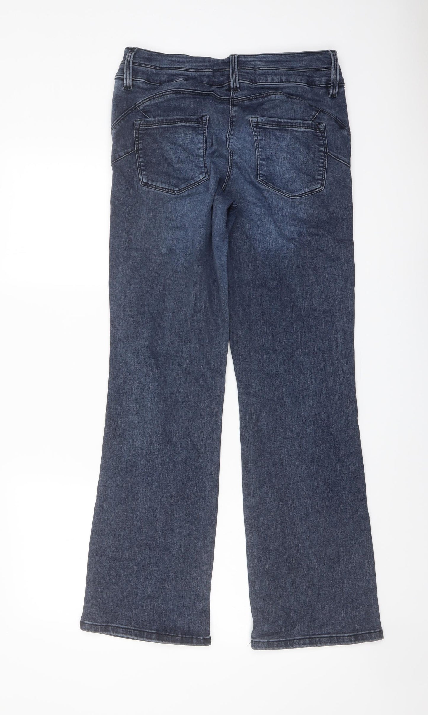 NEXT Womens Blue Cotton Bootcut Jeans Size 14 L30 in Regular Button