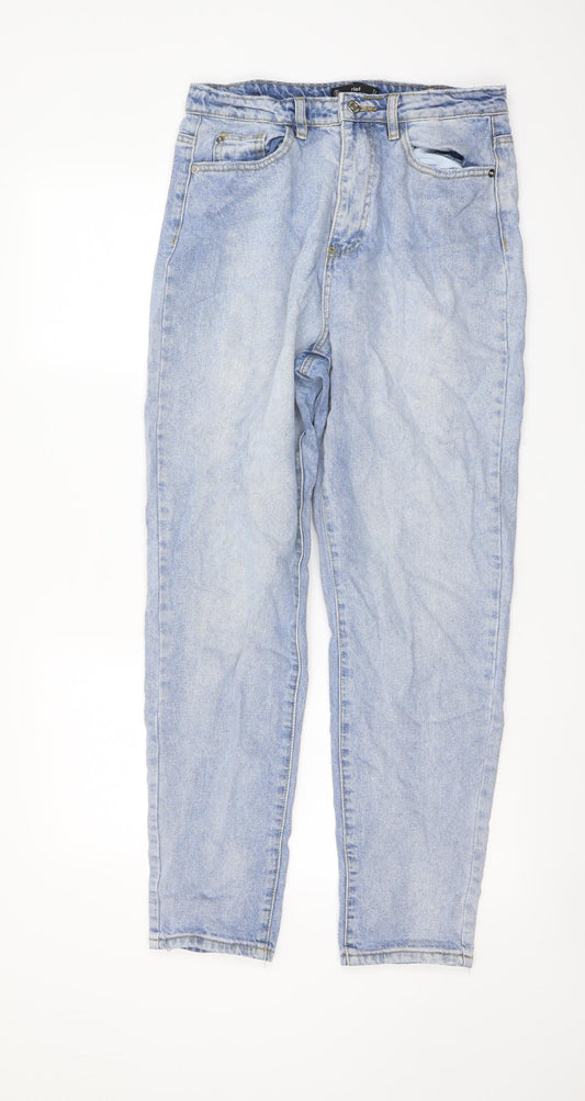 Missguided Womens Blue Cotton Straight Jeans Size 12 L29 in Regular Button