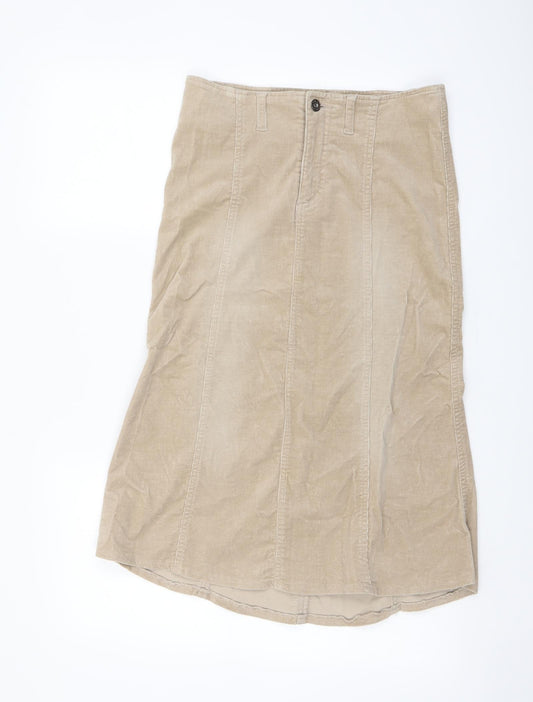 Pilot Womens Beige Cotton A-Line Skirt Size 8 Zip