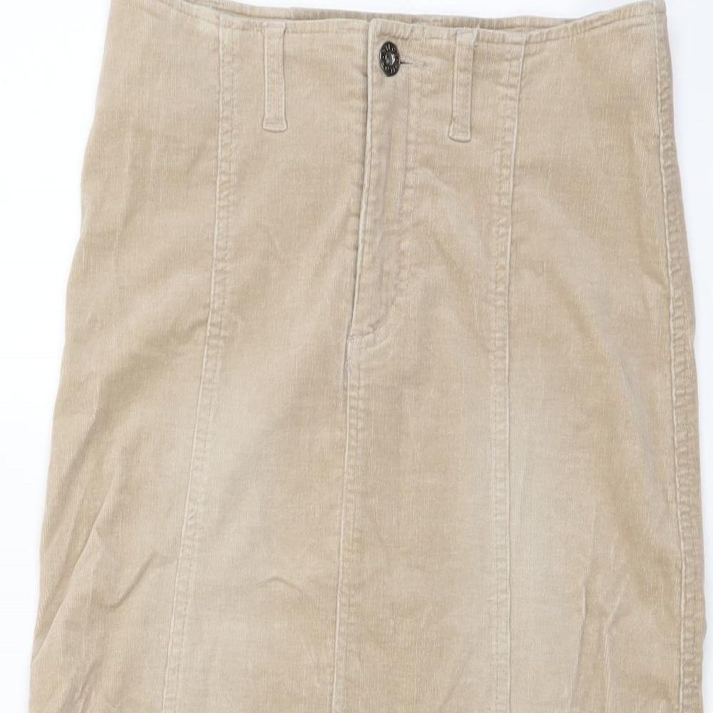 Pilot Womens Beige Cotton A-Line Skirt Size 8 Zip