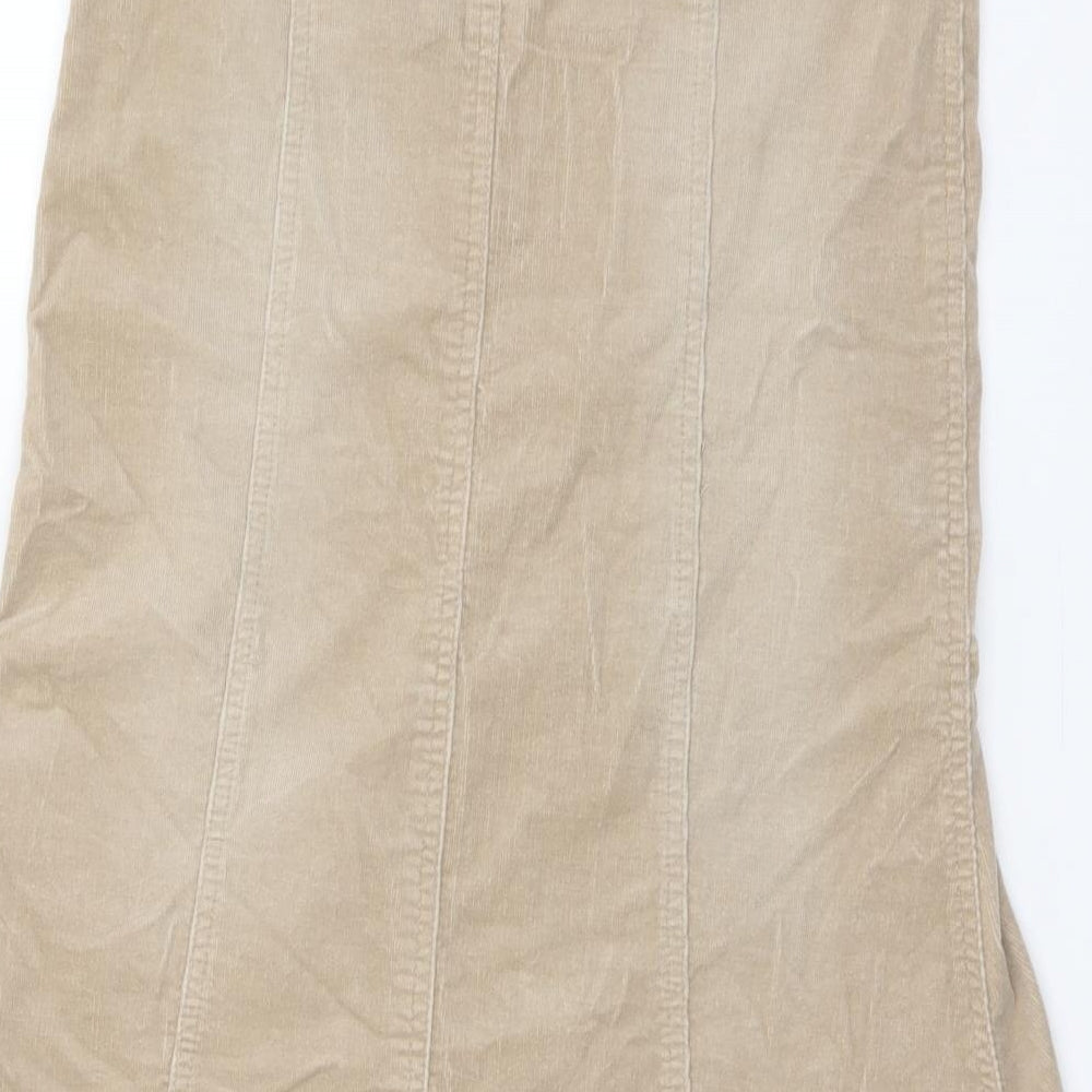 Pilot Womens Beige Cotton A-Line Skirt Size 8 Zip