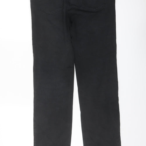 Marks and Spencer Womens Black Cotton Straight Jeans Size 14 L29 in Regular Button