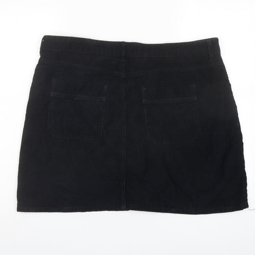 Denim & Co. Womens Black Cotton A-Line Skirt Size 18 Button