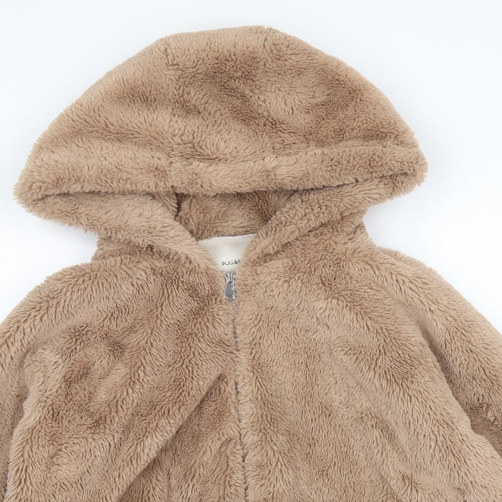 Pull&Bear Womens Beige Jacket Coat Size L Zip