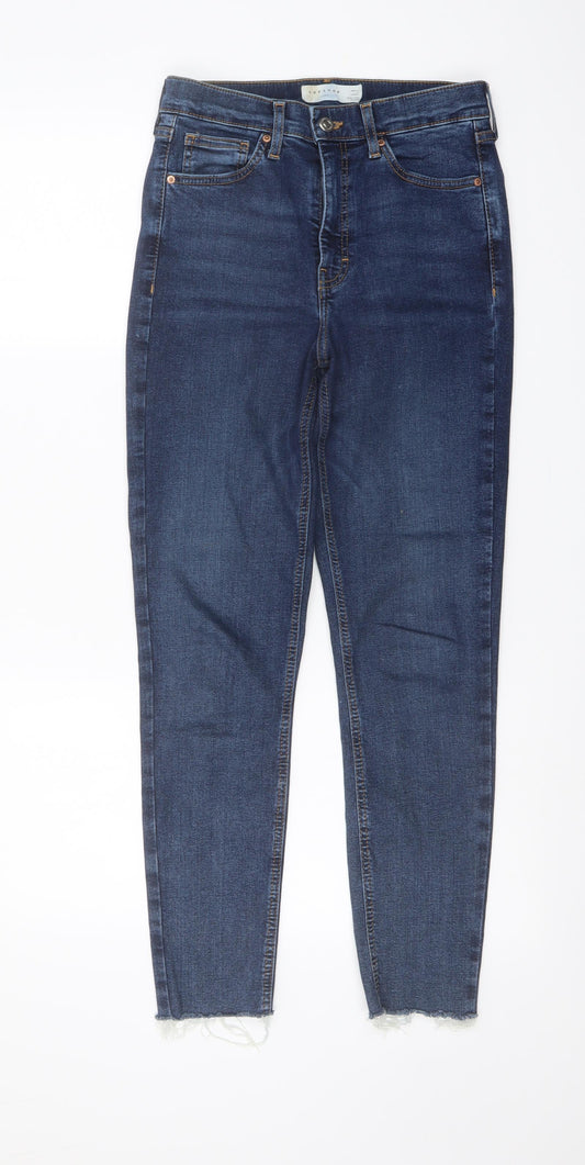Topshop Womens Blue Cotton Skinny Jeans Size 28 in L27 in Regular Button