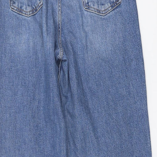 Marks and Spencer Womens Blue Cotton Straight Jeans Size 10 L25 in Regular Button