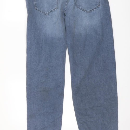 Marks and Spencer Mens Blue Cotton Straight Jeans Size 34 in L29 in Regular Button
