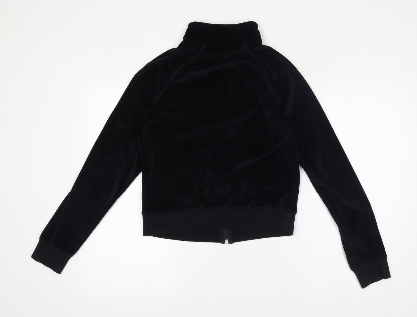 Marks and Spencer Womens Black Cotton Full Zip Sweatshirt Size 12 Zip - High Neck Pockets