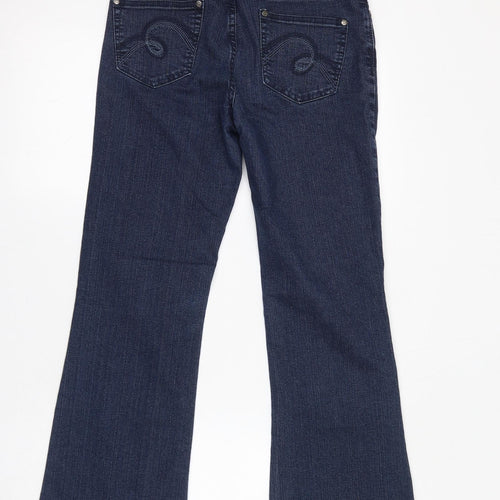 Hula Womens Blue Cotton Bootcut Jeans Size 10 L27 in Regular Zip