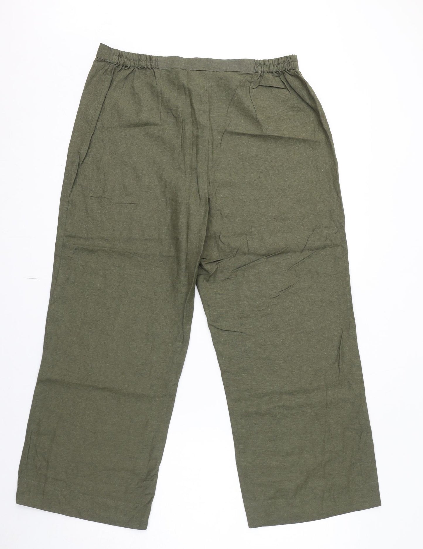 Joanna Hope Womens Green Viscose Trousers Size 14 L26 in Regular Zip