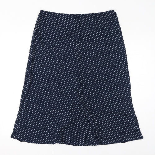 Marks and Spencer Womens Blue Geometric Viscose A-Line Skirt Size 16