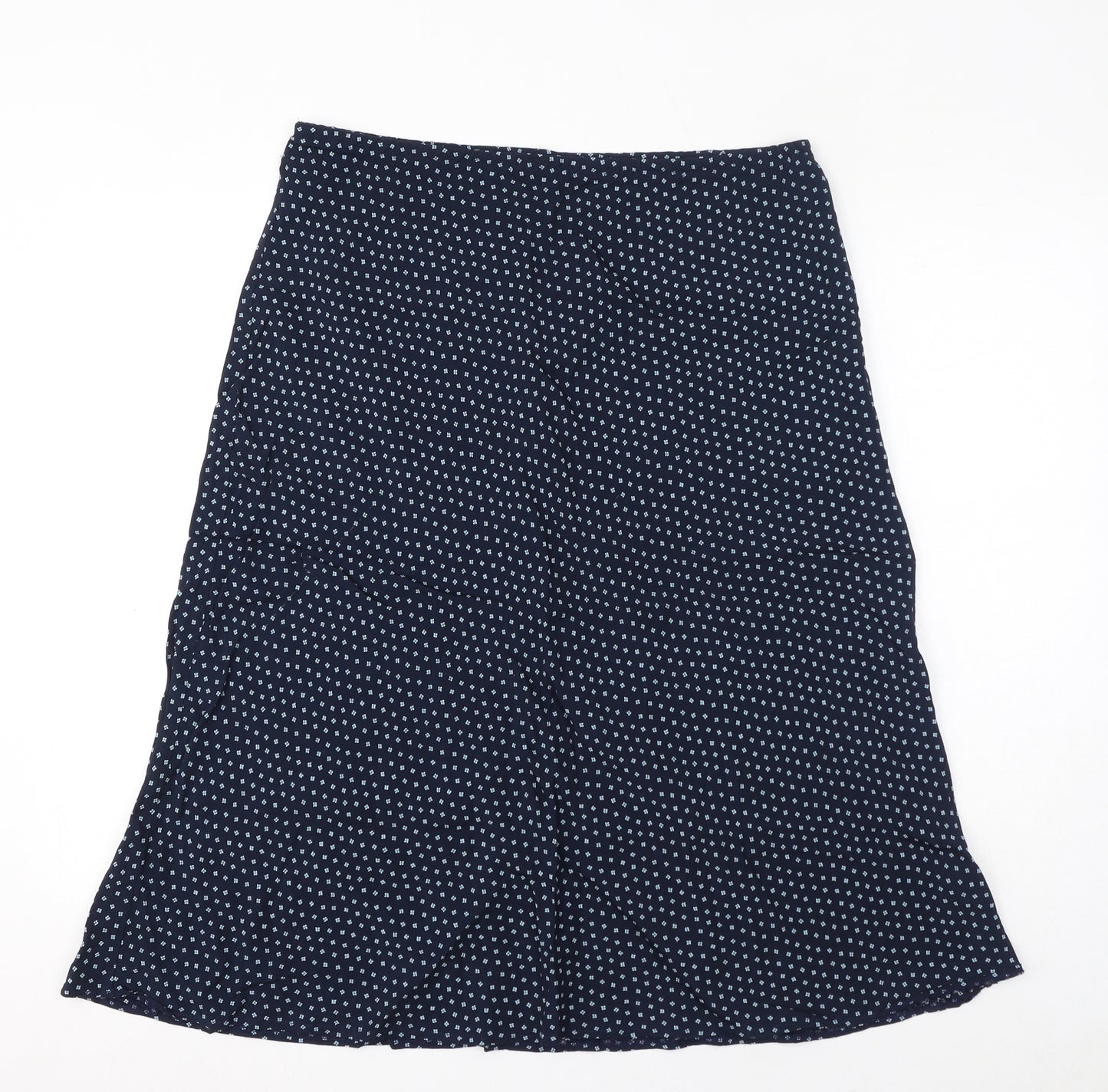 Marks and Spencer Womens Blue Geometric Viscose A-Line Skirt Size 16