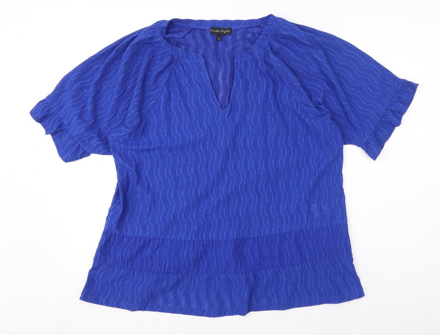 Phase Eight Womens Blue Polyester Basic T-Shirt Size 16 V-Neck