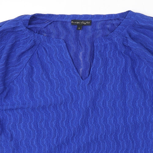 Phase Eight Womens Blue Polyester Basic T-Shirt Size 16 V-Neck