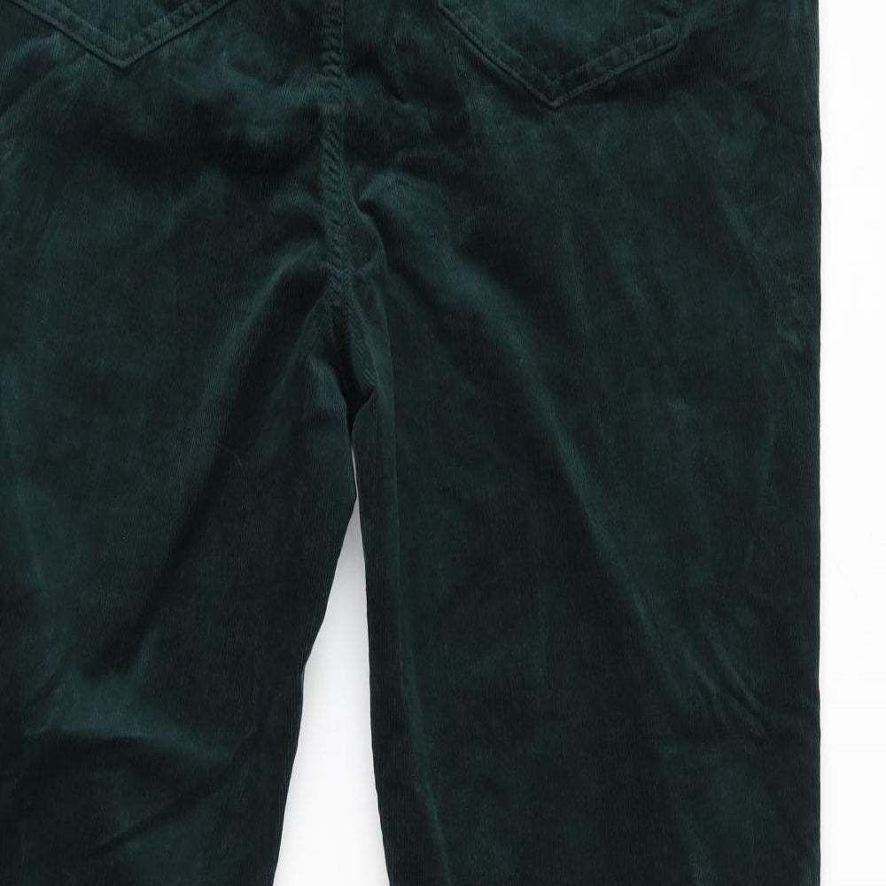 Marks and Spencer Womens Green Cotton Trousers Size 20 L31 in Regular Zip