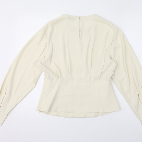 Marks and Spencer Womens Ivory Polyester Basic Blouse Size 12 Round Neck