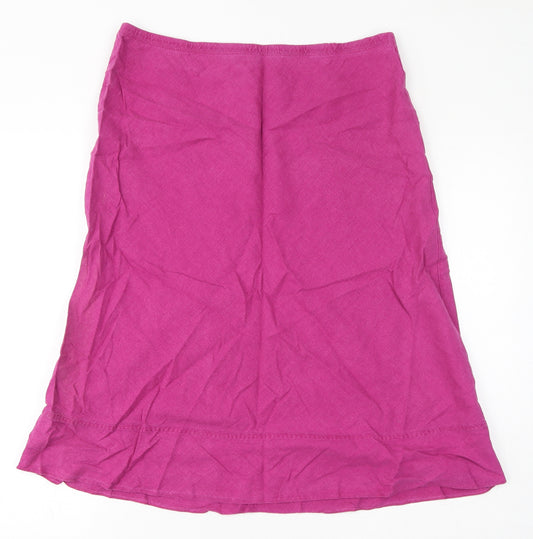 Marks and Spencer Womens Pink Linen A-Line Skirt Size 14