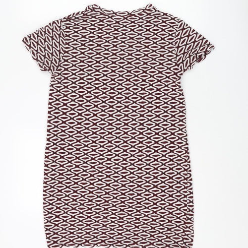 Zara Womens Multicoloured Geometric Polyester Bodycon Size S Round Neck Pullover