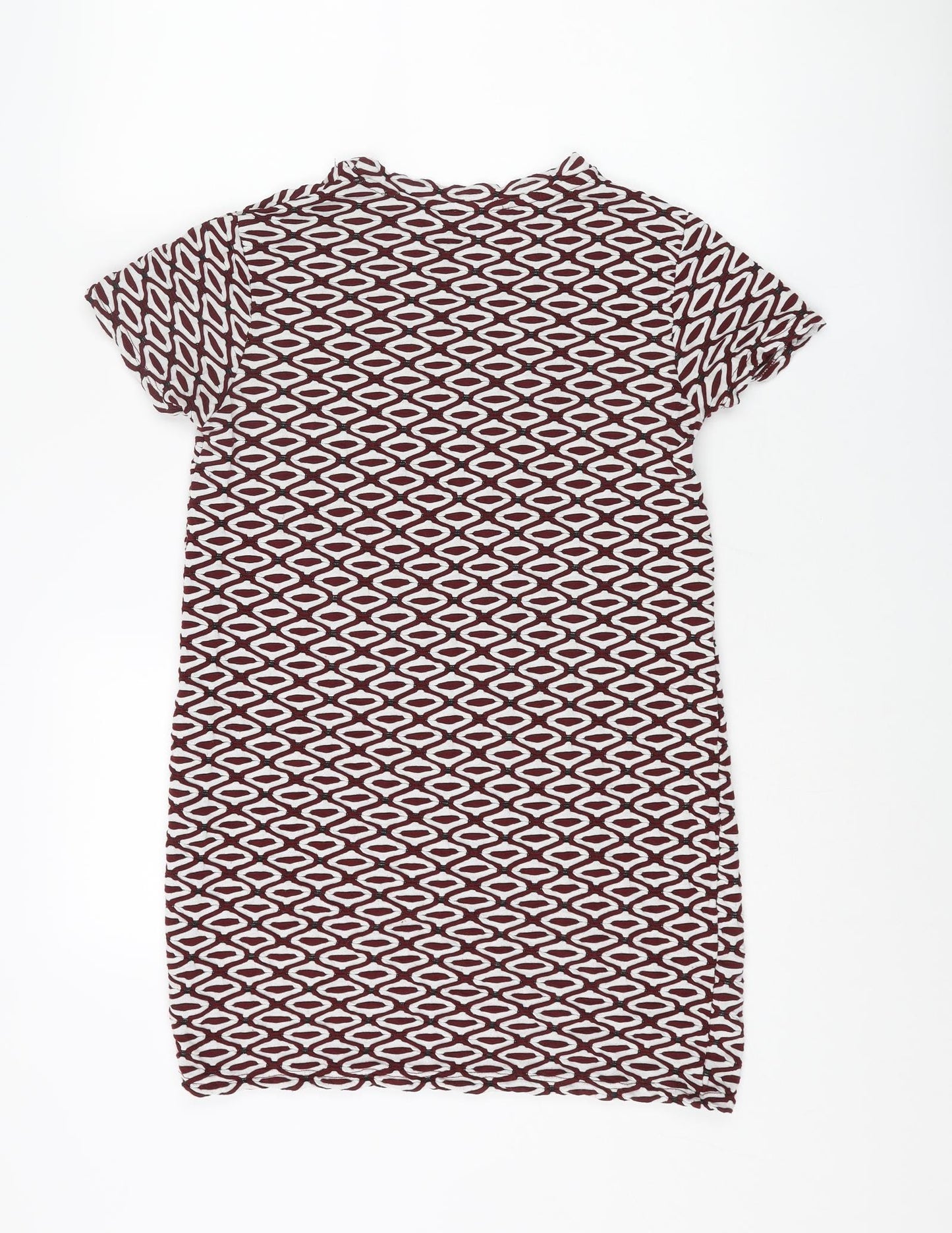 Zara Womens Multicoloured Geometric Polyester Bodycon Size S Round Neck Pullover