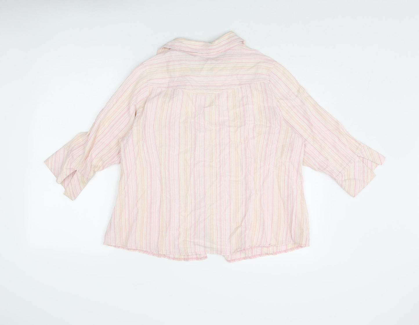 Etam Womens Pink Striped Cotton Basic Blouse Size 16 Collared
