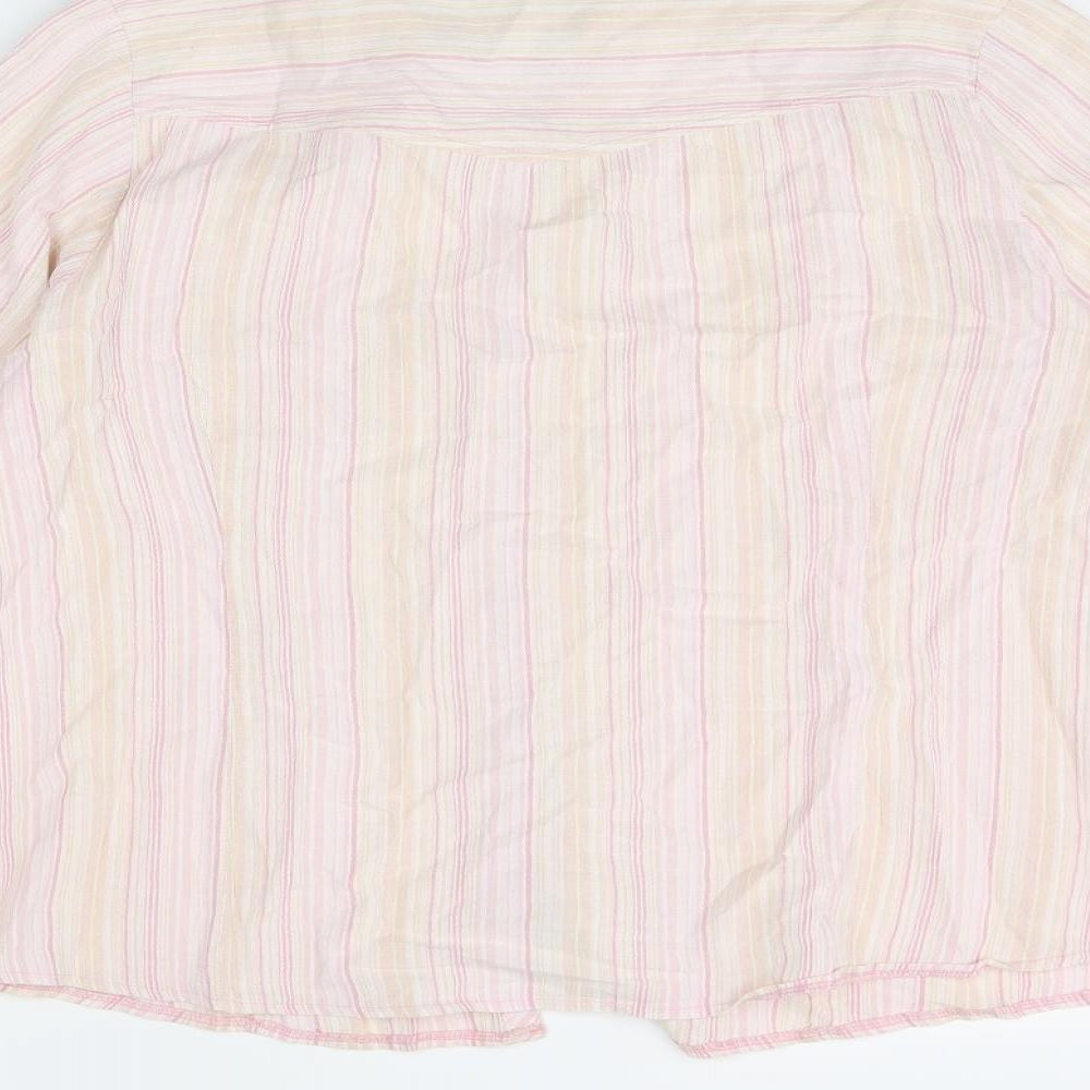 Etam Womens Pink Striped Cotton Basic Blouse Size 16 Collared