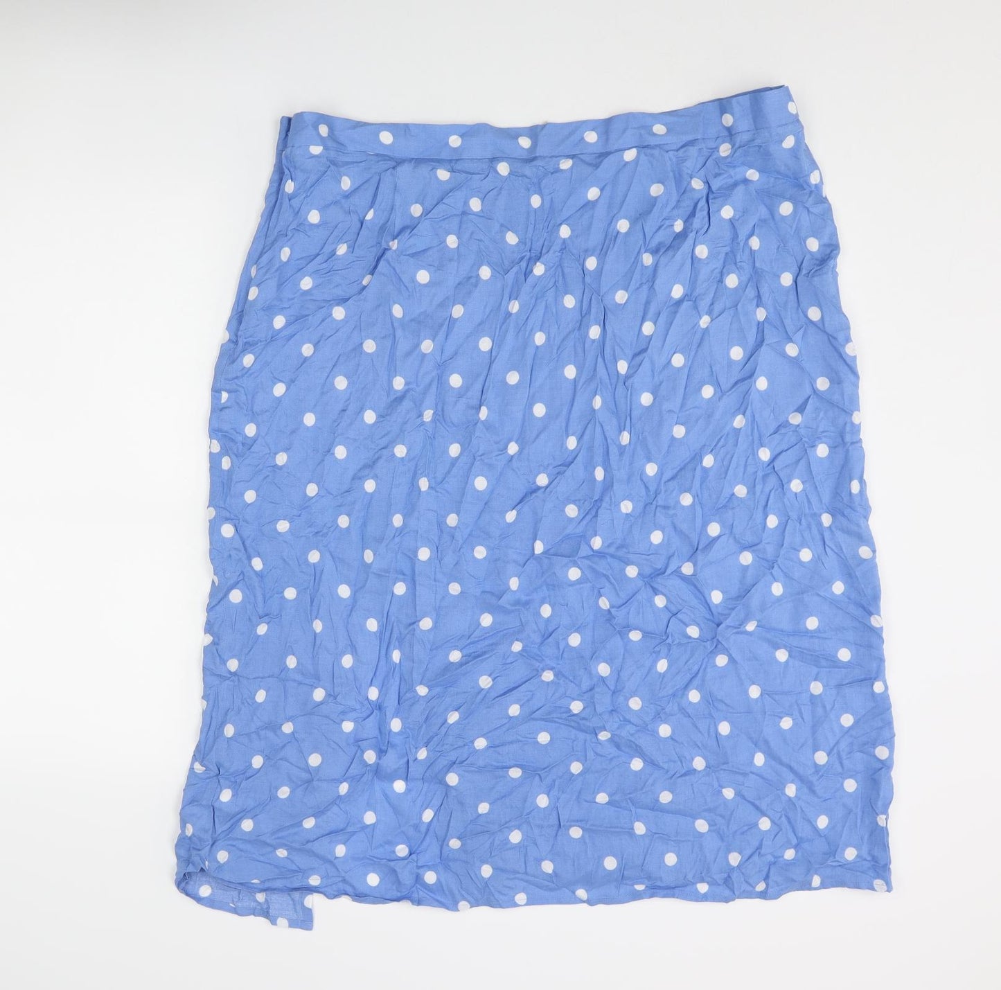 Marks and Spencer Womens Blue Polka Dot Viscose A-Line Skirt Size 22 Zip