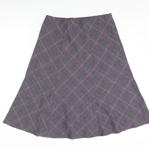 EWM Womens Grey Plaid Polyester Swing Skirt Size 12