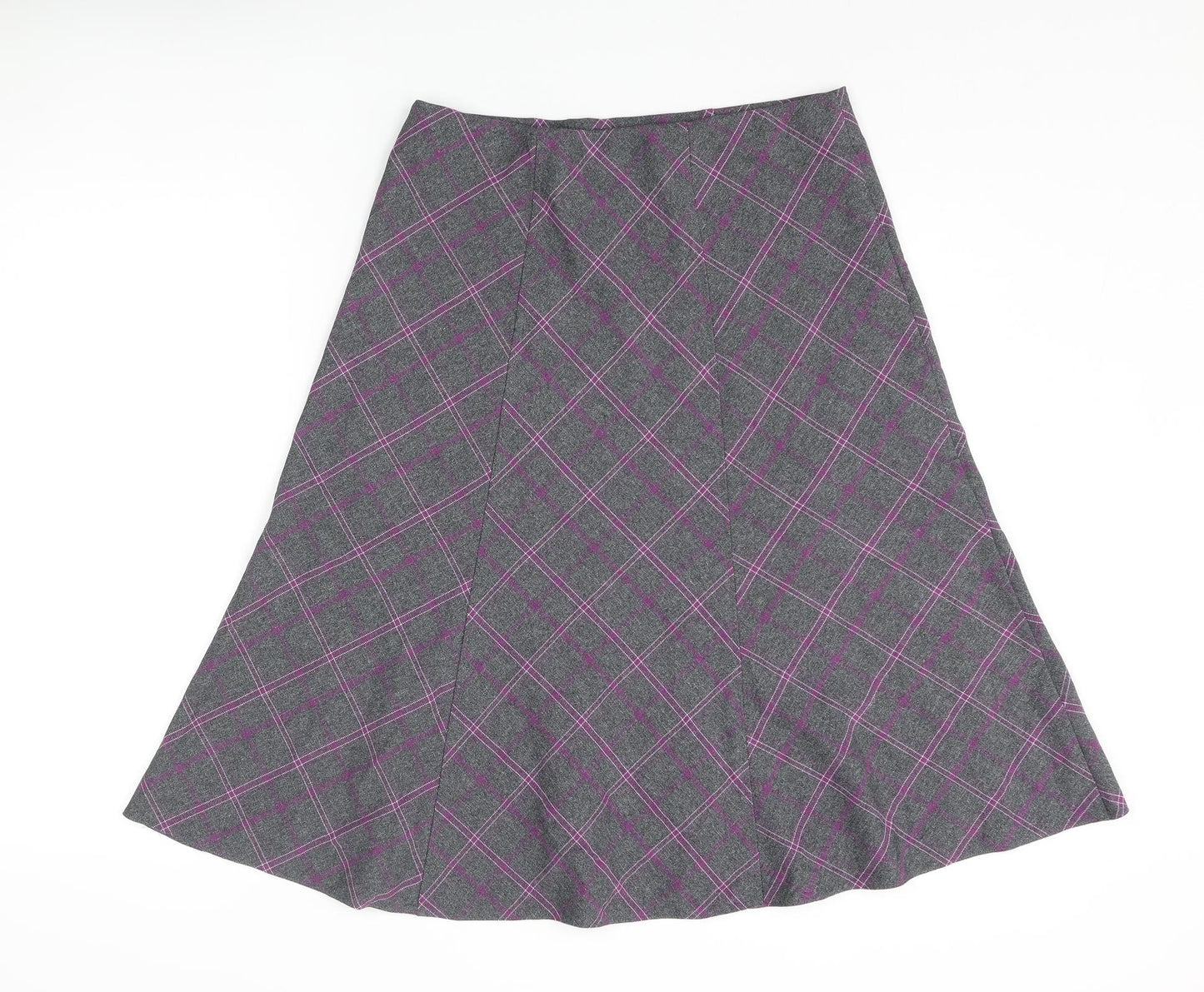 EWM Womens Grey Plaid Polyester Swing Skirt Size 12