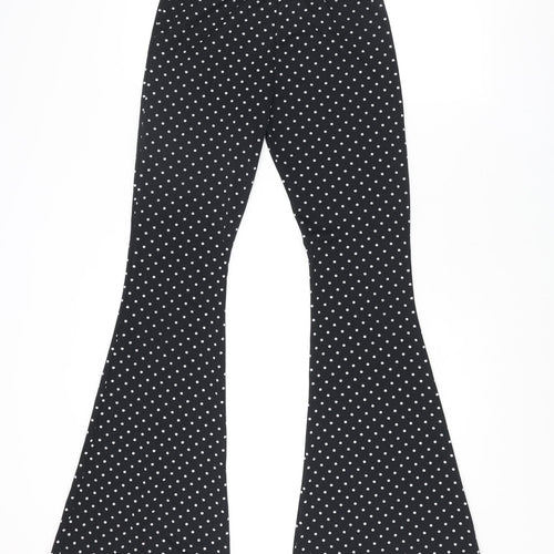 Nasty Gal Womens Black Polka Dot Polyester Trousers Size 10 L31 in Regular