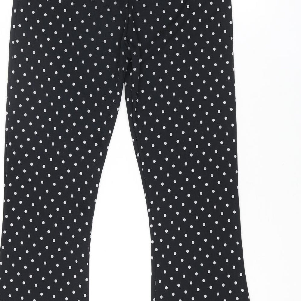 Nasty Gal Womens Black Polka Dot Polyester Trousers Size 10 L31 in Regular