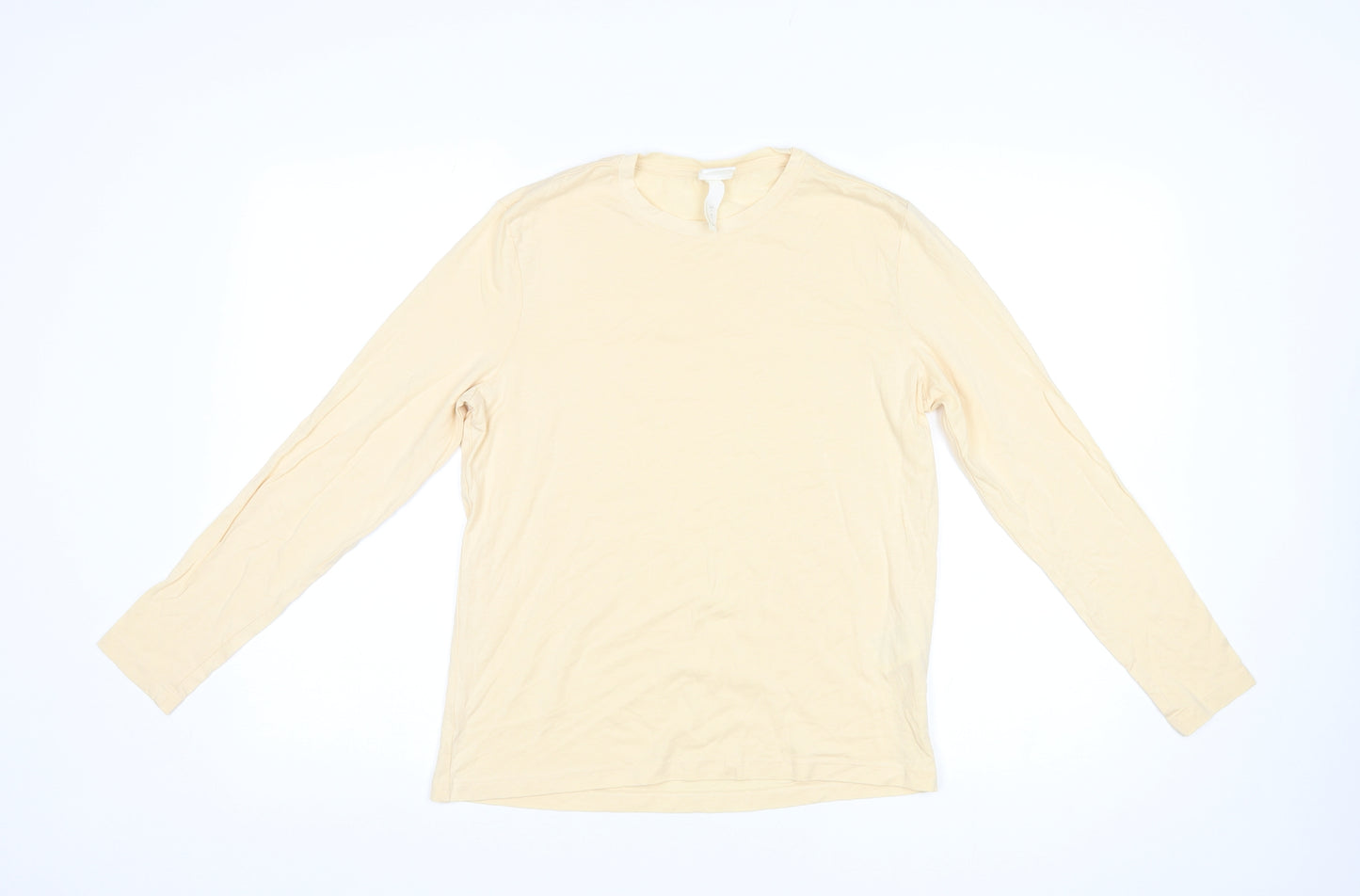 H&M Womens Yellow Cotton Basic T-Shirt Size S Round Neck