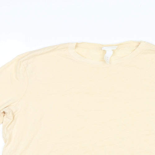 H&M Womens Yellow Cotton Basic T-Shirt Size S Round Neck