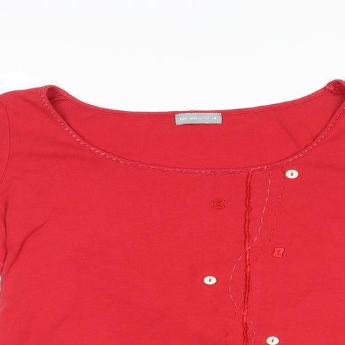 Per Una Womens Red Cotton Basic T-Shirt Size 18 Scoop Neck
