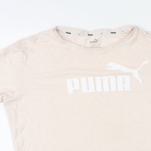 PUMA Womens Pink Cotton Basic T-Shirt Size 10 Round Neck