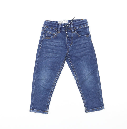 Denim 365 Girls Blue Cotton Skinny Jeans Size 2-3 Years Regular Drawstring