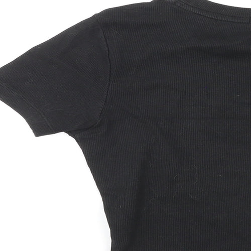 Calvin Klein Womens Black Polyester Basic T-Shirt Size S Round Neck - Ribbed