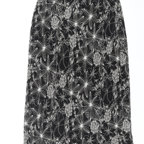 NEXT Womens Black Floral Polyester A-Line Skirt Size 14