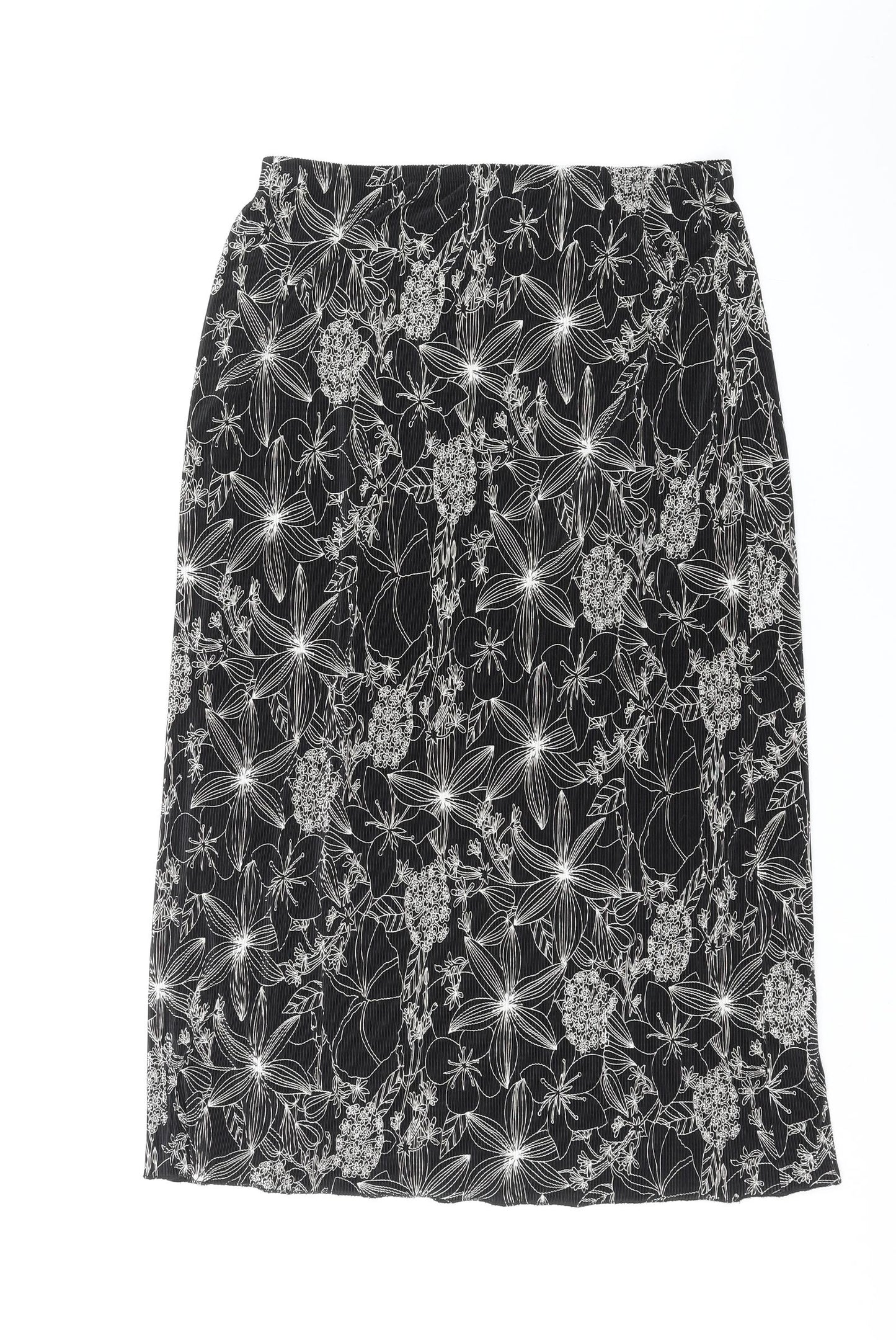 NEXT Womens Black Floral Polyester A-Line Skirt Size 14