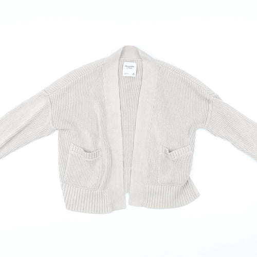 Abercrombie & Fitch Womens Beige V-Neck Cotton Cardigan Jumper Size XS