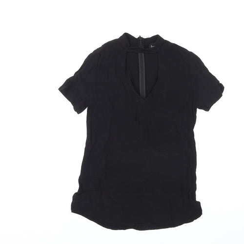 Bardot Womens Black Viscose Basic T-Shirt Size 6 Round Neck